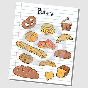 Bakery doodles - lined paper