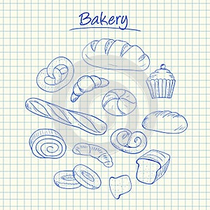 Bakery doodles - squared paper