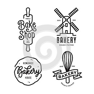 Bakery emblems set. Vector vintage illustration.