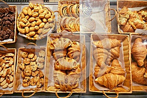 Bakery Food. Fresh Pastries In Pastry Shop