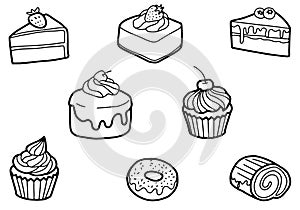 Bakery set Hand Drawn Outline