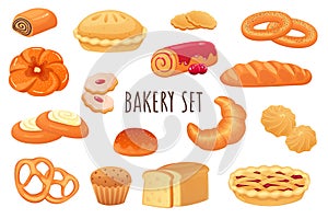 Bakery icon set in realistic 3d design. Baking menu