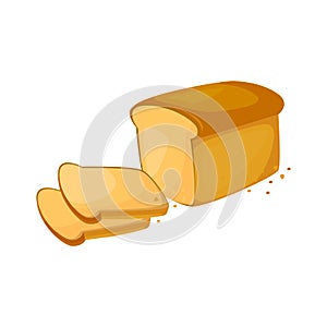 Bakery icon, sliced fresh wheat bread, vector illustration isolated on a white background. Bakery product in cartoon