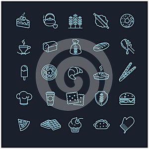 Bakery icons, vector food