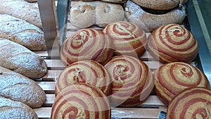 Bakery interior landscape, big bread, very delicious