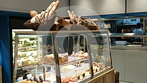 Bakery interior landscape, big bread, very delicious