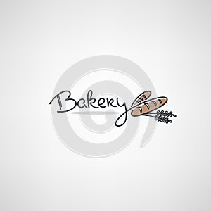 Bakery Logo design template with doodle bread