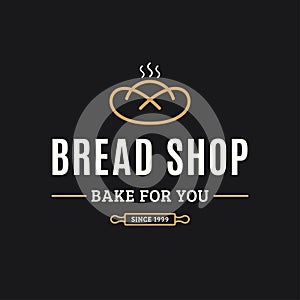 Bakery logo. Logo of bread on black background