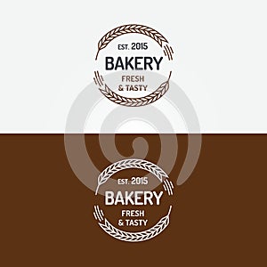 Bakery logo set with wheats line style isolated on background for loaf store