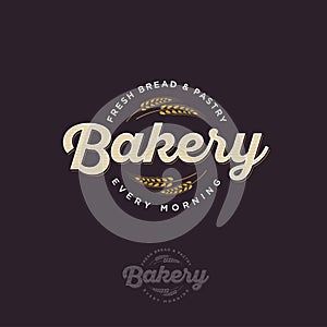 The bakery logo with spikelet. Bread and baking emblem.