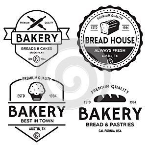 Bakery logotypes set. Bakery vintage design elements, logos, badges, labels, icons and objects. Bread house