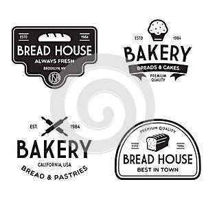 Bakery logotypes set. Bakery vintage design elements, logos, badges, labels, icons and objects. Bread house