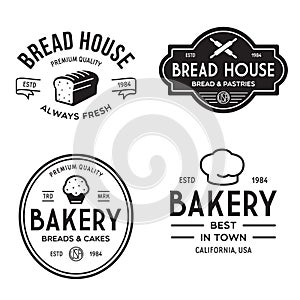 Bakery logotypes set. Bakery vintage design elements, logos, badges, labels, icons and objects. Bread house