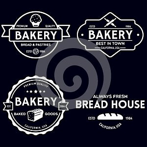 Bakery logotypes set. Bakery vintage design elements, logos, badges, labels, icons and objects. Bread house