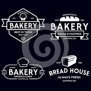 Bakery logotypes set. Bakery vintage design elements, logos, badges, labels, icons and objects. Bread house