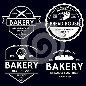 Bakery logotypes set. Bakery vintage design elements, logos, badges, labels, icons and objects. Bread house