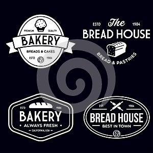 Bakery logotypes set. Bakery vintage design elements, logos, badges, labels, icons and objects. Bread house