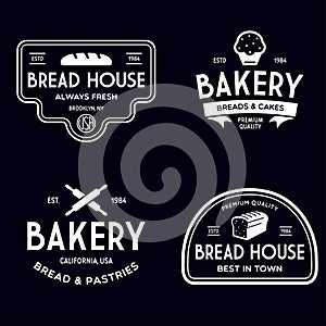 Bakery logotypes set. Bakery vintage design elements, logos, badges, labels, icons and objects. Bread house