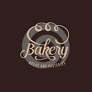 Bakery ornate logotype template calligraphy. Vector vintage illustration.