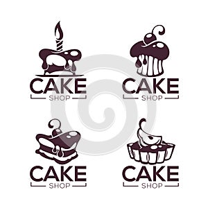 bakery, pastry, confectionery, cake, dessert, sweets shop, vector collection of logo, labels and emblems templates