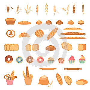 Bakery and pastry products icons.