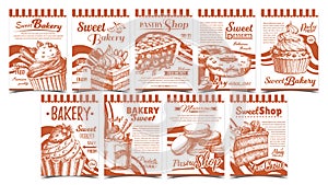 Bakery Pastry Shop Advertising Banners Set Vector