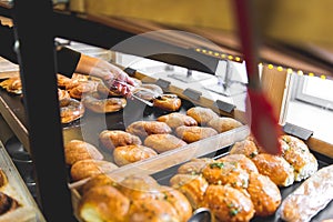 Bakery products on the counter. Food industry