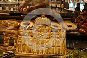 Bakery products in the form of the Vatican in a bakery