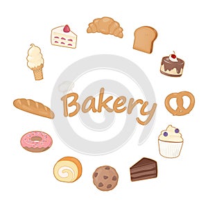 Bakery products frame with text on white background