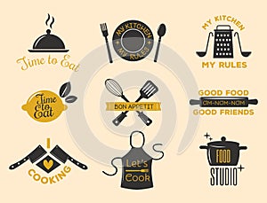 Bakery shop badges and cooking labels