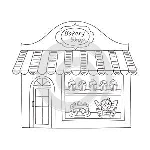 Bakery shop building vector illustration.