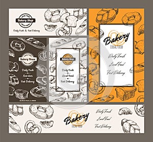 Bakery shop label set, template badge for cafe ad