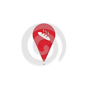 Bakery shop pin point icon logo for map location vector