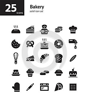 Bakery solid icon set.