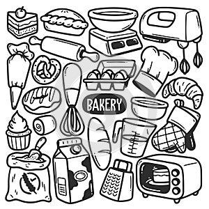 Bakery Stickers Hand Drawn Doodle Coloring Vector