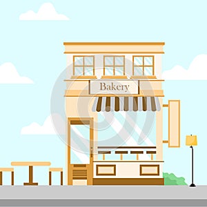 Bakery Store Front Building Background Illustration