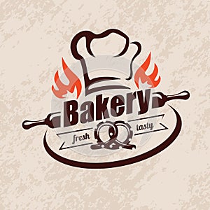 Bakery stylized vector emblem or label in retro style