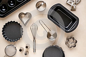 Bakery Utensils. Kitchen Tools. Top View