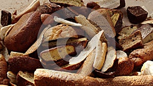 Bakery waste, stale bread, bread crumbs. Craft bakeries and restaurants bread waste