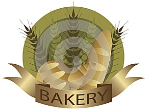 Bakery Wheat Stalk and Bread Label