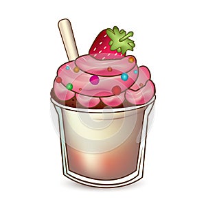 Strawberry cupcake on white background. EPS10