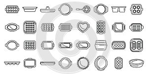 Bakeware icons set outline vector. Mold silicon