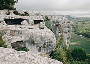 Bakhchisarai. Eski-Kermen. Ruins of an ancient city in the rock.