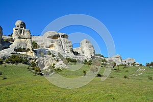 Bakhchisaray. Specially protected natural territory `Natural Sphinxes of valley Churuk-su in good weather