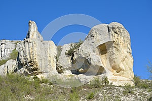 Bakhchisaray. Specially protected natural territory `Natural Sphinxes of valley Churuk-su in spring