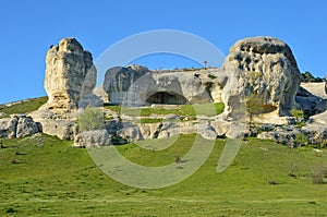 Bakhchisaray. Specially protected natural territory `Natural Sphinxes of valley Churuk-su in spring