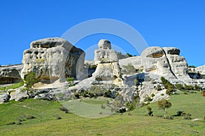 Bakhchisaray. Specially protected natural territory `Natural Sphinxes of valley Churuk-su in spring
