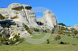 Bakhchisaray. Specially protected natural territory `Natural Sphinxes of valley Churuk-su in spring