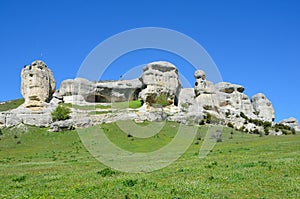 Bakhchisaray. Specially protected natural territory `Natural Sphinxes of valley Churuk-su in spring