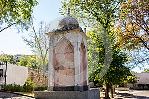 BAKHCHYSARAY, CRIMEA - SEPTEMBER 2014: Fountain in honor of the arrival of Alexander I in Bakhchisaray
